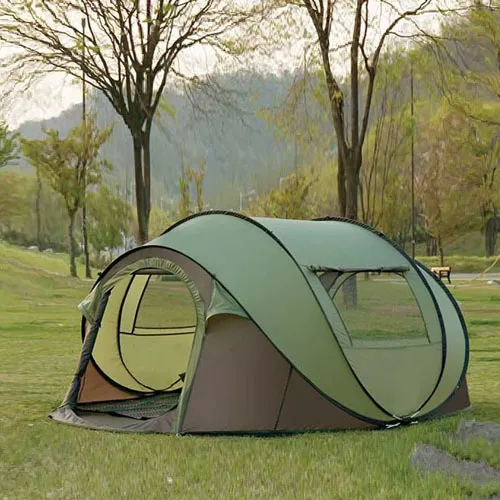 boat shaped tent-green pu coat